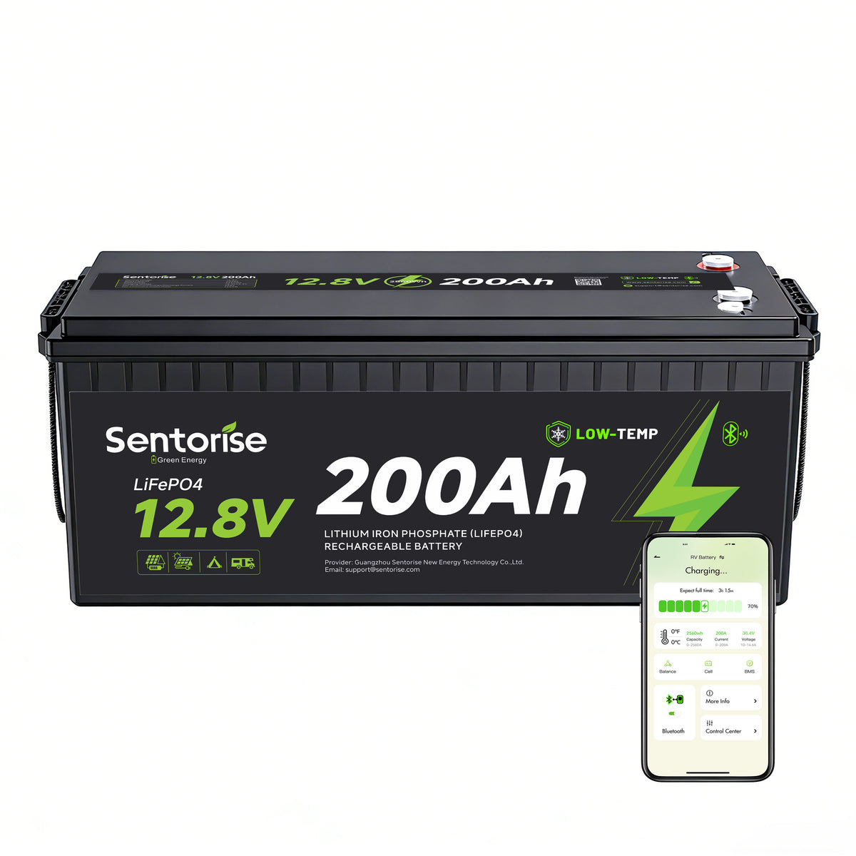 Batterie LiFePO4 Sentorise 12 V 200 Ah Standard avec Bluetooth