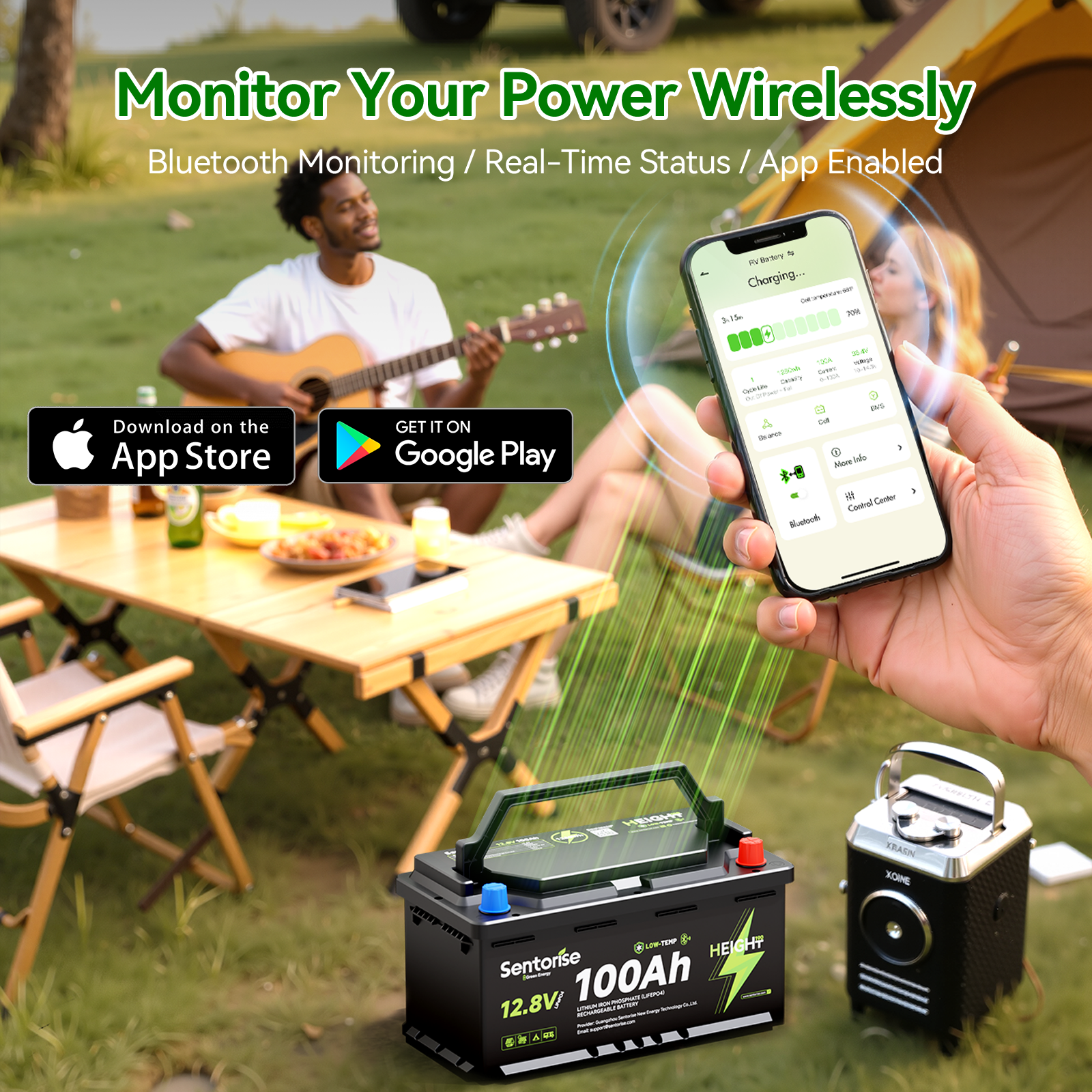 Sentorise 12V 100Ah LiFePO₄ Underfloor Battery | DIN H8 Fit for RV & Van Installation