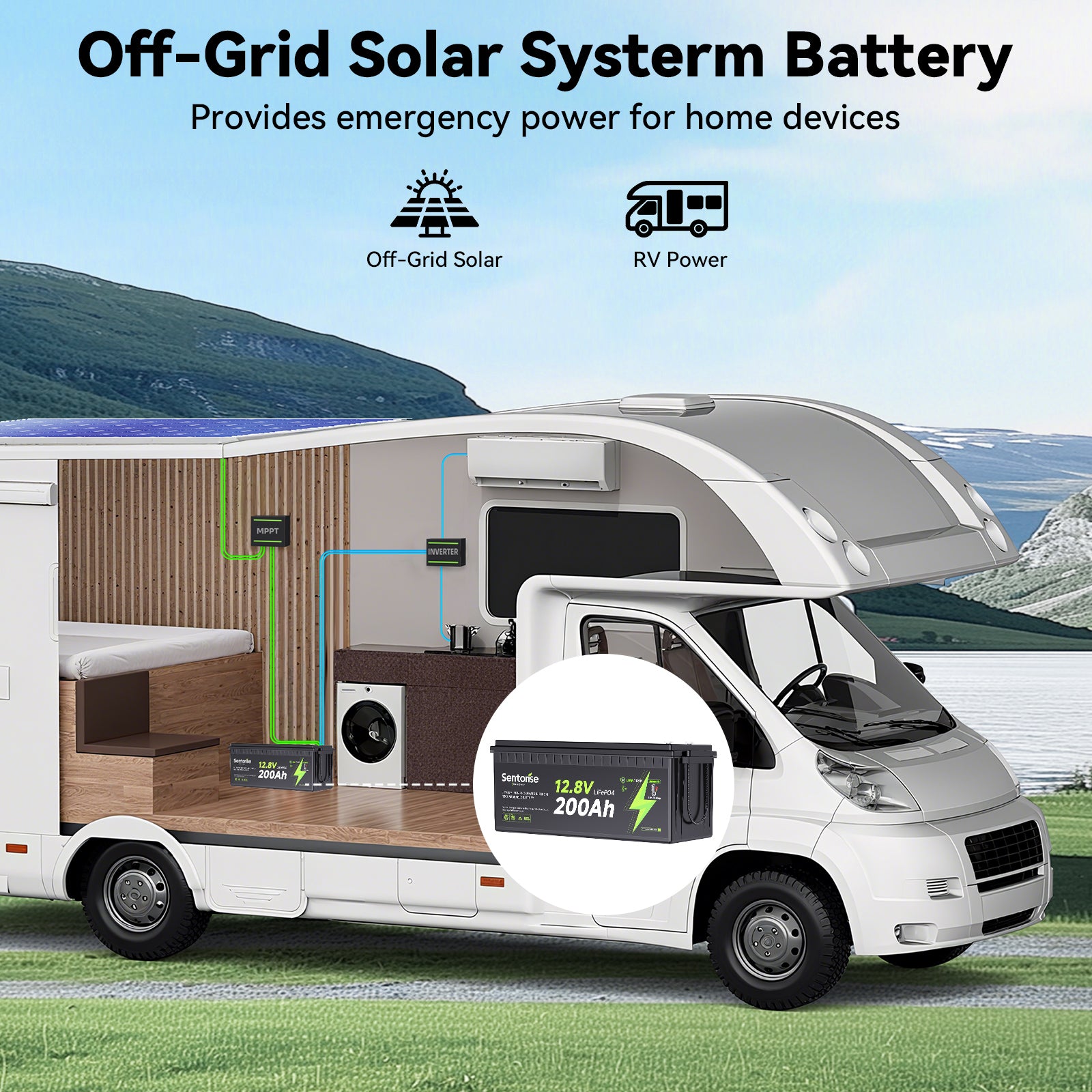 12V 200Ah Heated LiFePO₄ Battery 2560Wh | Self-Heating | Expandable Energy Platform
