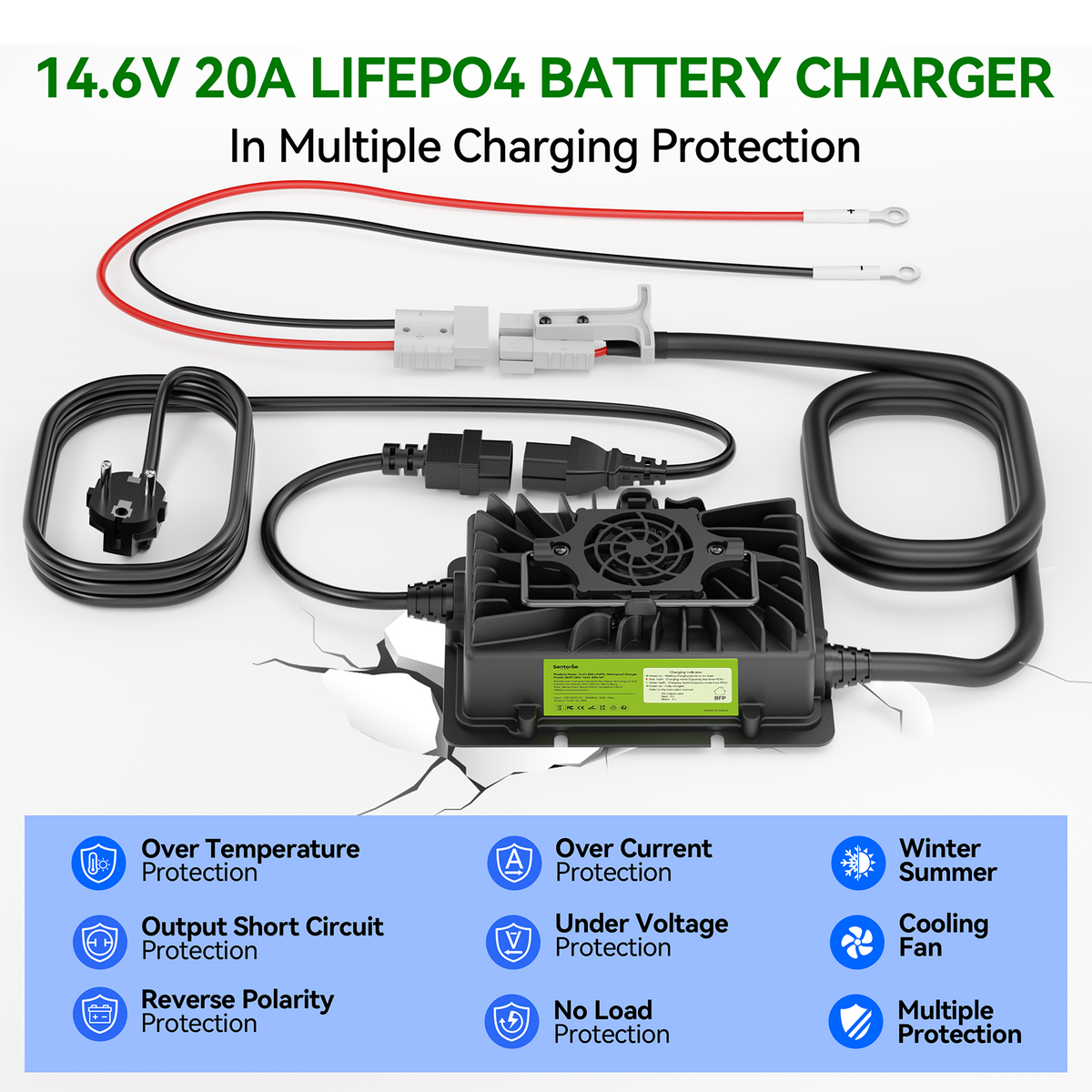 14.6V 20A Waterproof LiFePO4 Battery Charger