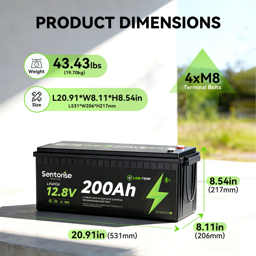 Batterie LiFePO4 Sentorise 12 V 200 Ah Standard avec Bluetooth