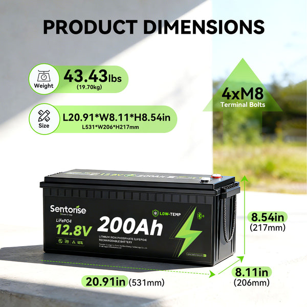 Batterie LiFePO4 Sentorise 12 V 200 Ah Standard avec Bluetooth