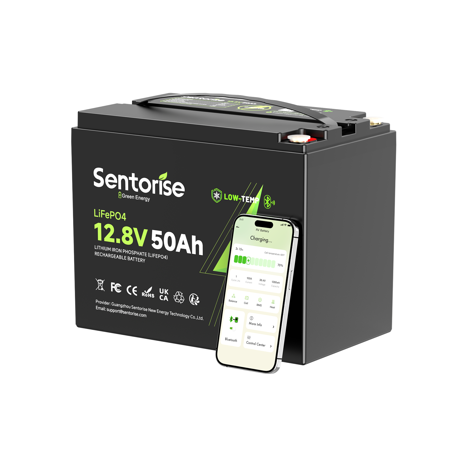 Sentorise 12V 50Ah LiFePO₄ Lithium Battery for Marine, RV, Fish Finder