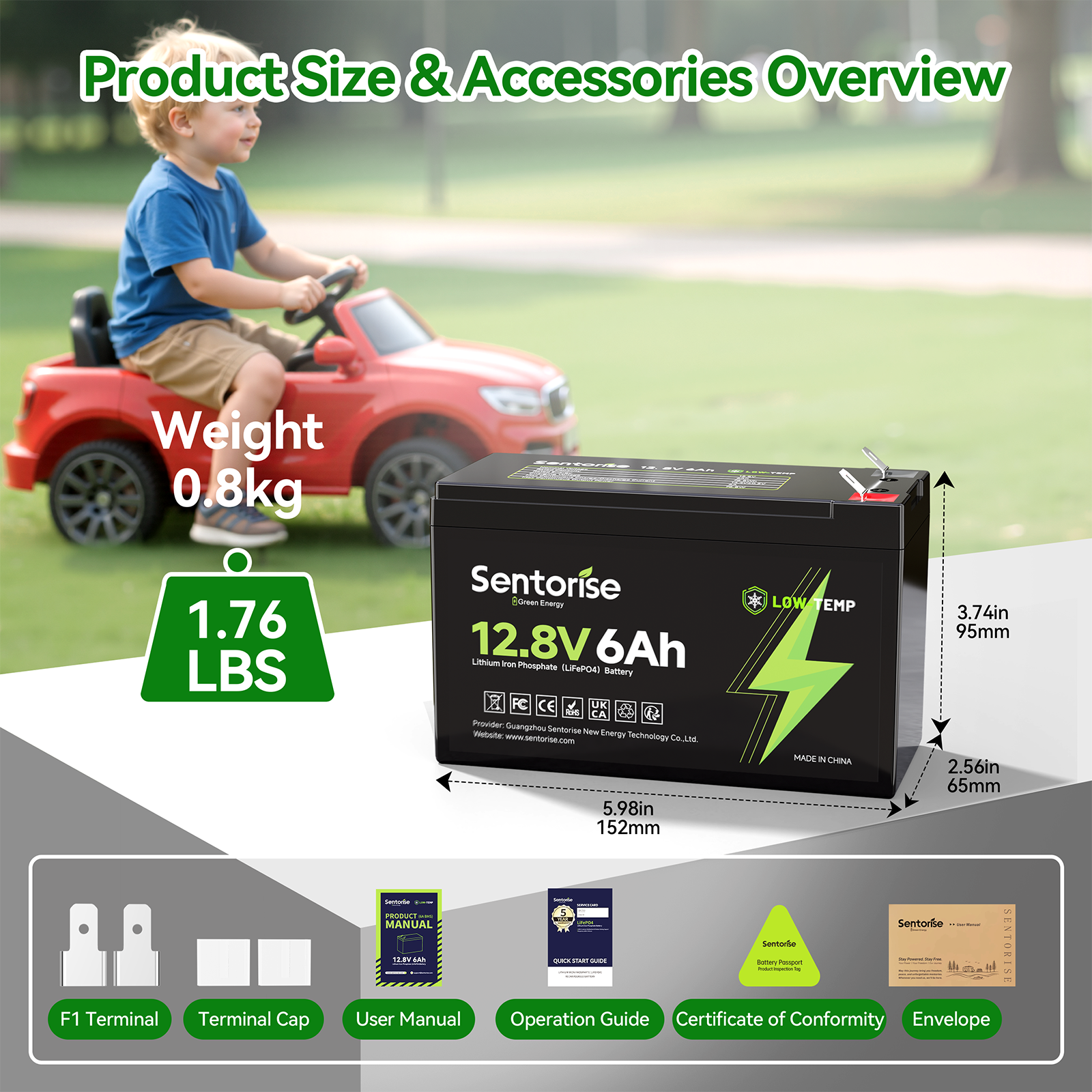 12V 6Ah LiFePO₄ Ultra-Compact Battery - Lightweight Portable Power