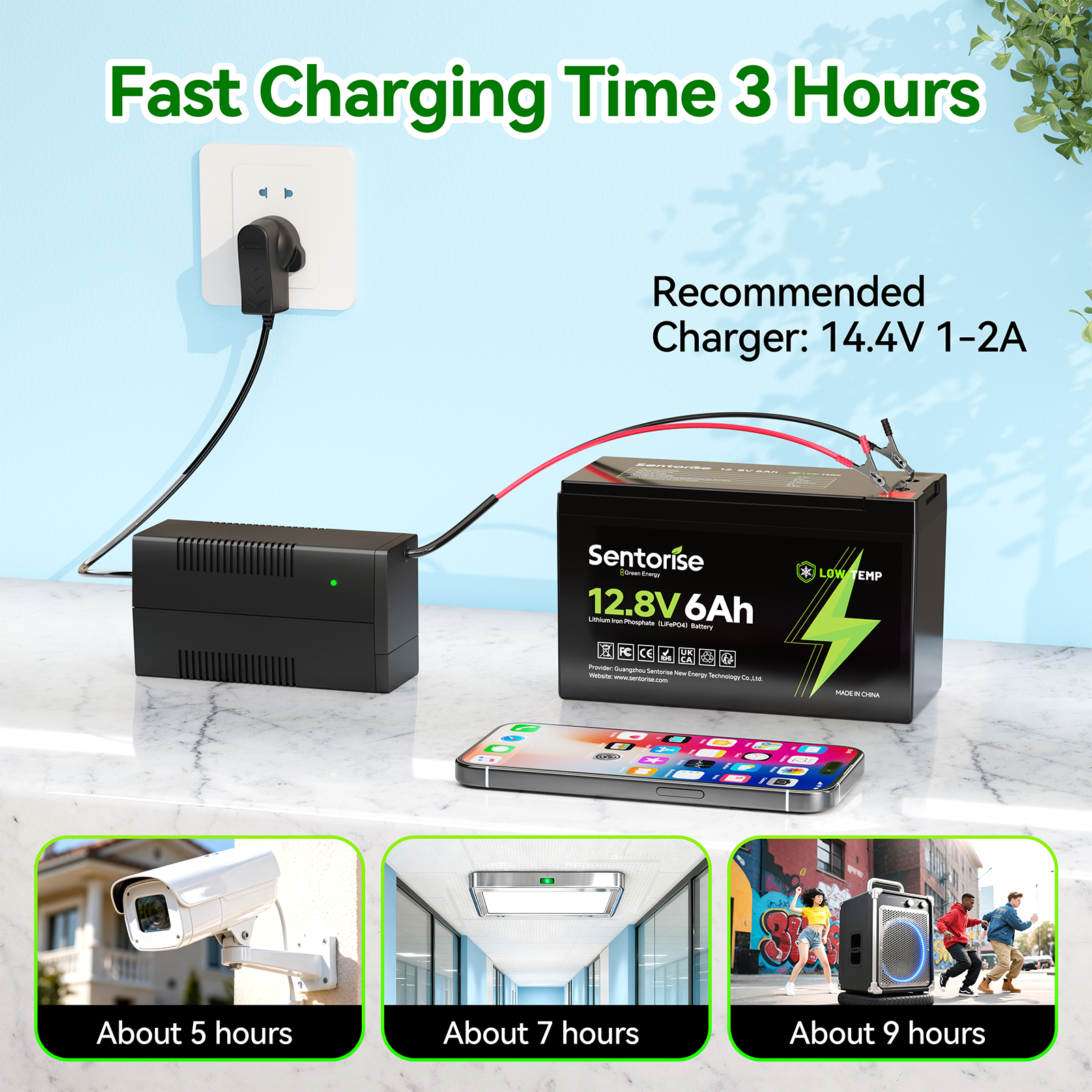 12V 6Ah LiFePO₄ Ultra-Compact Battery - Lightweight Portable Power