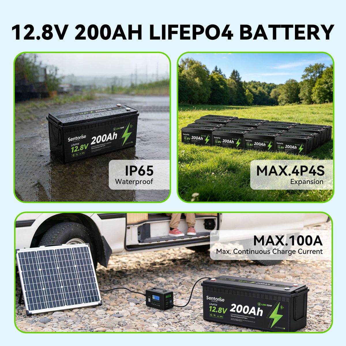 Batterie LiFePO4 Sentorise 12 V 200 Ah Standard avec Bluetooth
