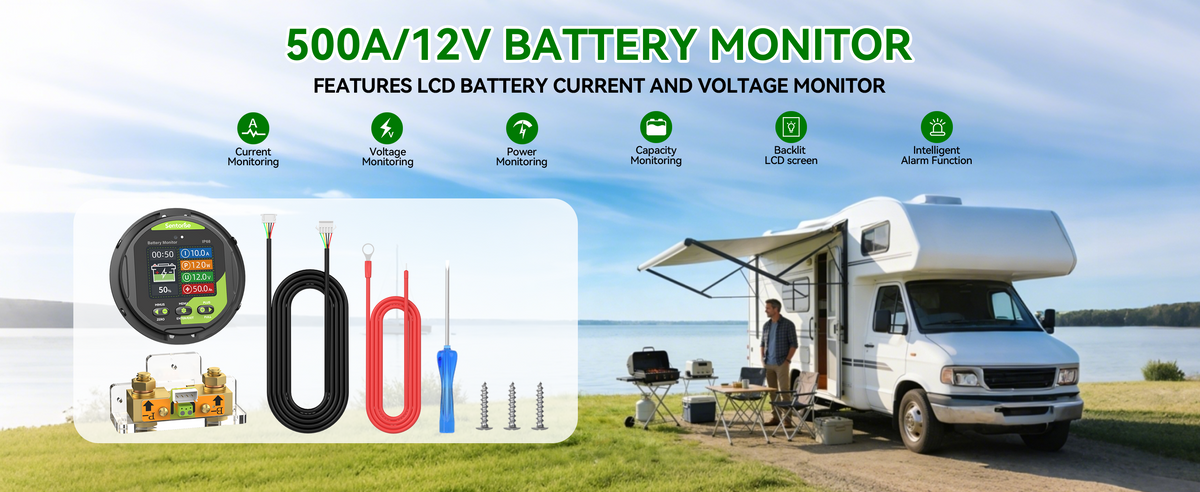 Sentorise 500A battery monitor and included accessories