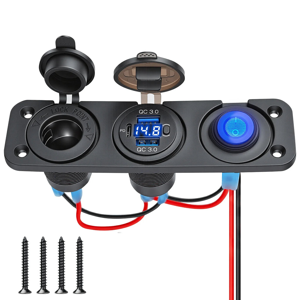 Sentorise 12V Power Socket with USB-C and Voltage Display alternative product view